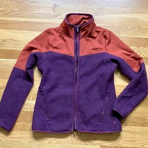 The North Face Two-Tone Purple and Rust Teddy Fleece Jacket